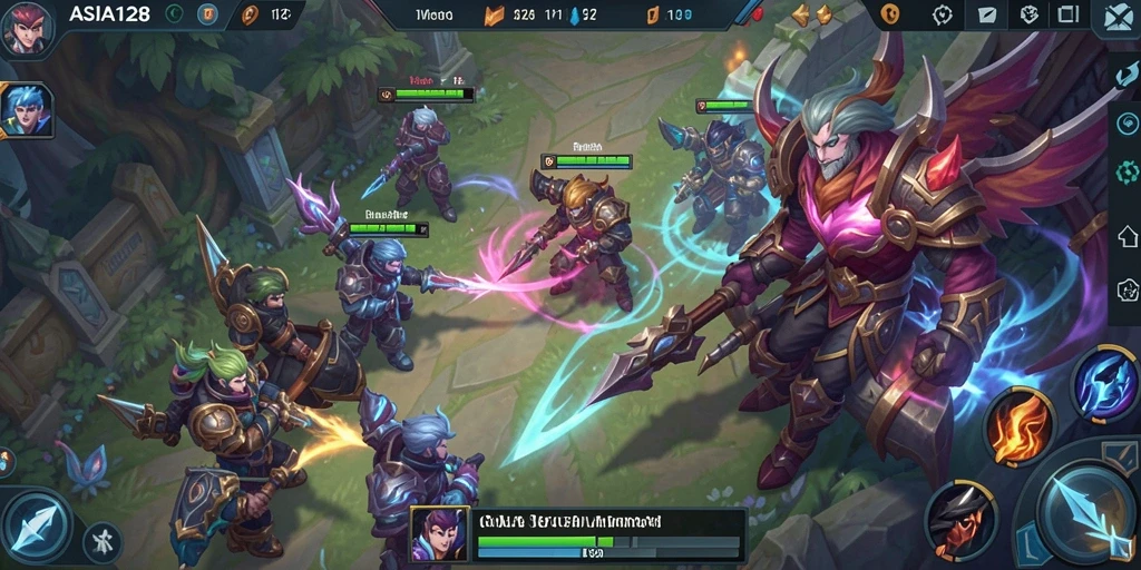 Gameplay seru ASIA128 dengan aksi MOBA yang intens.