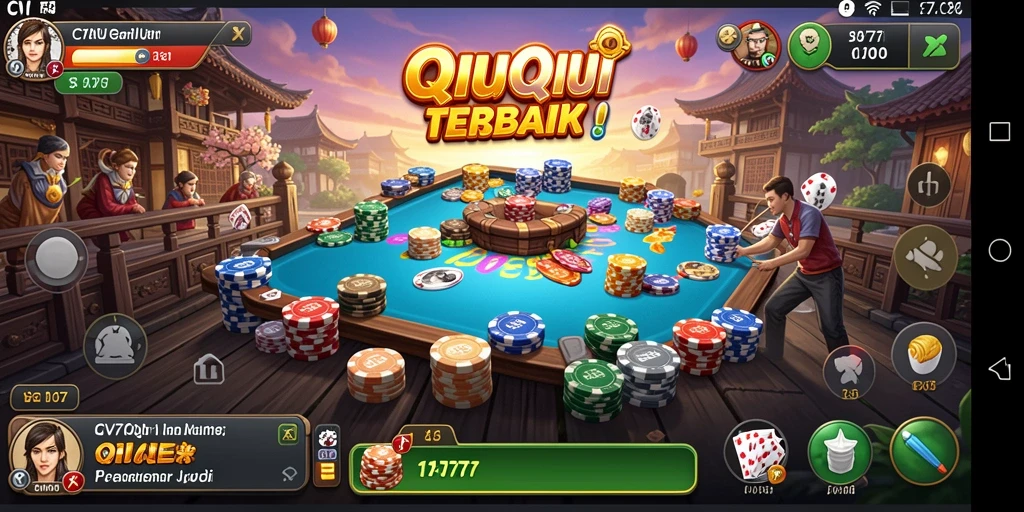 Tangkapan layar gameplay QiuQiu yang menampilkan suasana seru dan menantang.