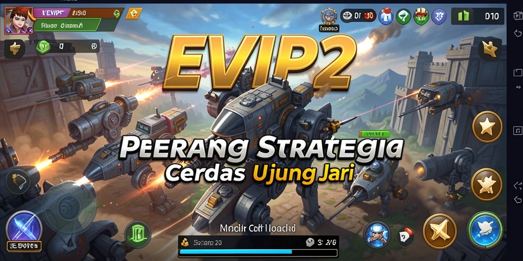 Tampilan gameplay <strong>EVIP2</strong> yang penuh warna dan interaksi strategis.