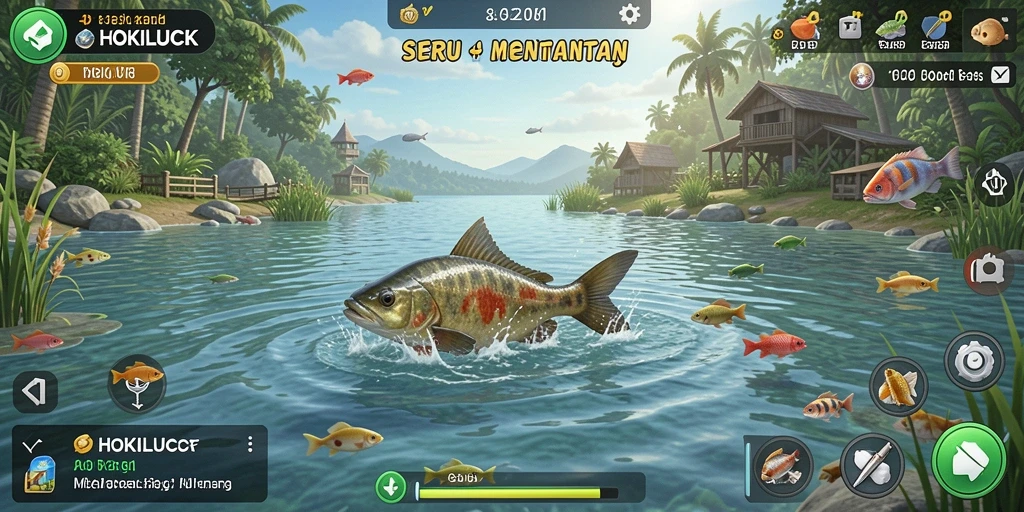 Tangkapan ikan yang mengesankan dalam gameplay HOKILUCK.