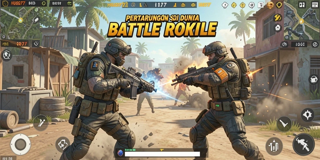 Tampilan menarik dari gameplay seru HUGO77 dalam aksi Battle Royale.