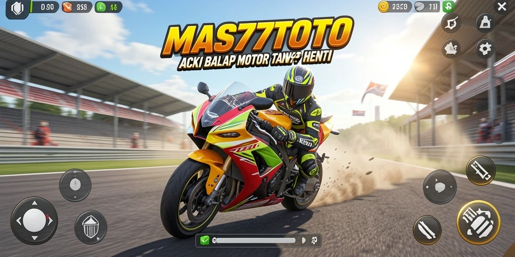 Gameplay mendebarkan dari MAS77TOTO saat berlomba di trek balap.