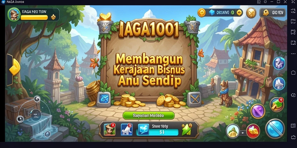 Screenshot NAGA1001 menampilkan gameplay manajemen bisnis yang seru.