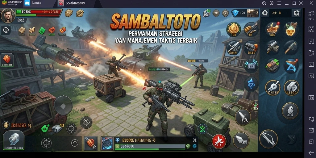 Screenshot gameplay <strong>SAMBALTOTO</strong>, menampilkan pertempuran taktis yang intens.