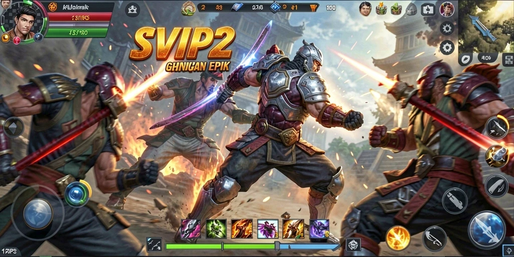 Screenshot menunjukkan aksi bertempur yang mendebarkan dalam SVIP2.
