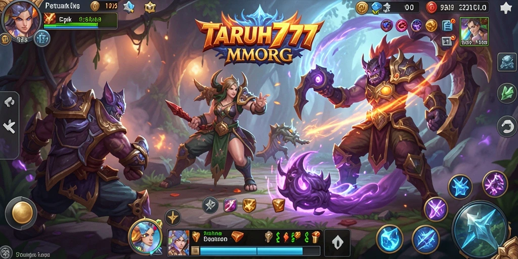 Tampilan gameplay menarik dari TARUH777 yang menunjukkan aksi pertempuran MMORPG.